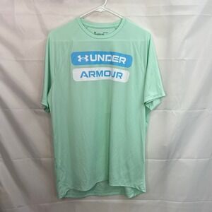 Under Armour men's mint green blue loose stretch Crewcut relaxed active tshirt M